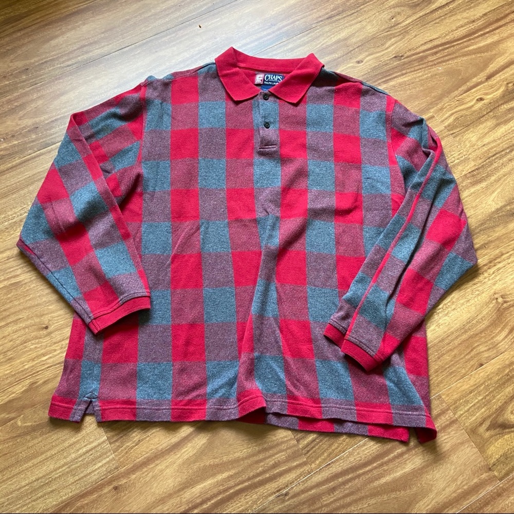 Vtg red and gray Ralph Lauren plaid long sleeve